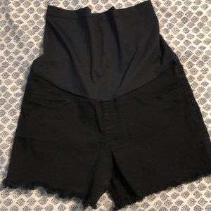 Maternity Black Denim Shorts